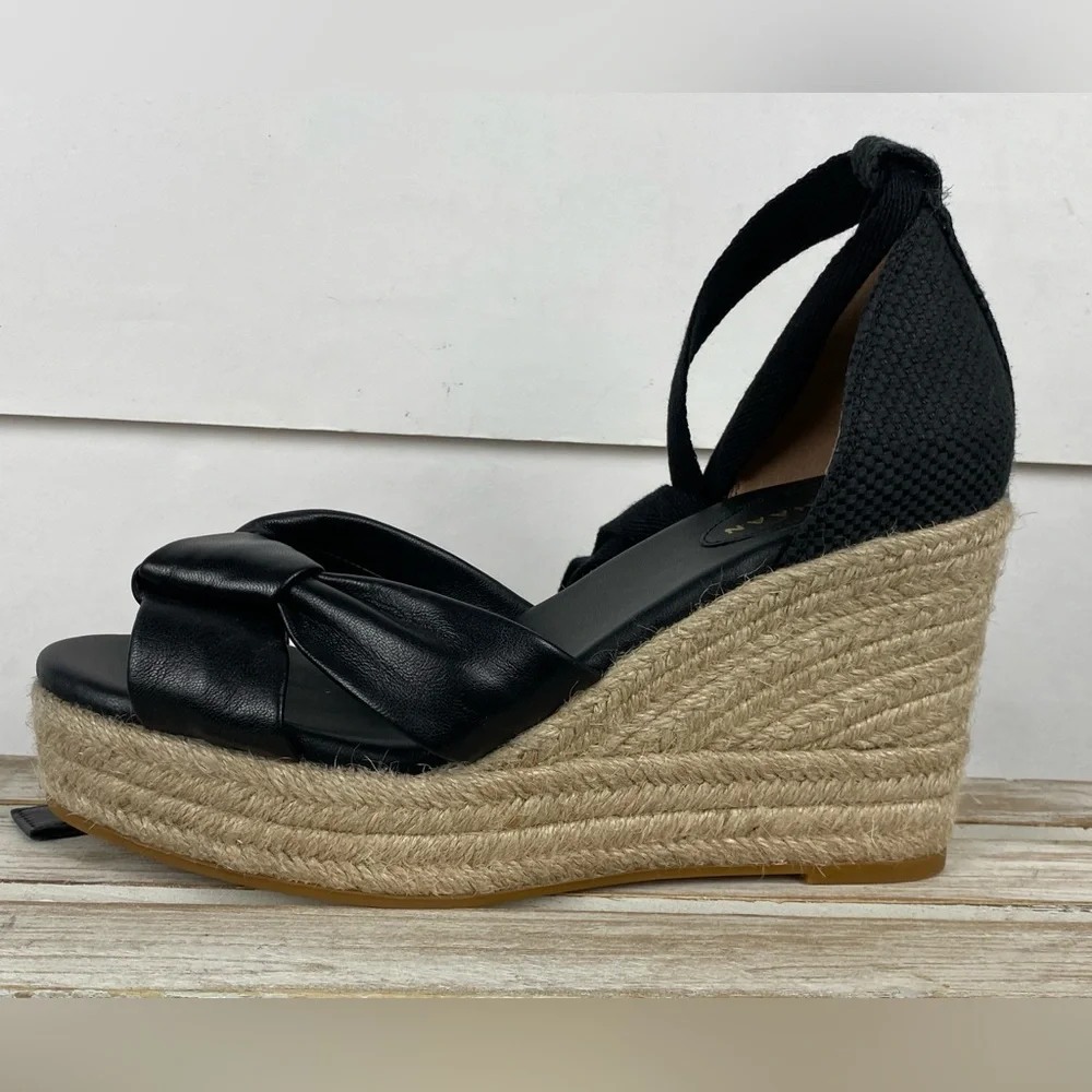 Cole Haan Cloudfeel Hampton wedge sandals in black leather women’s size 8.5B